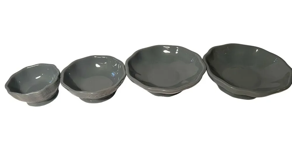 Temp-tations Gray Woodland Nesting Pedestal  Bowl Set of 4